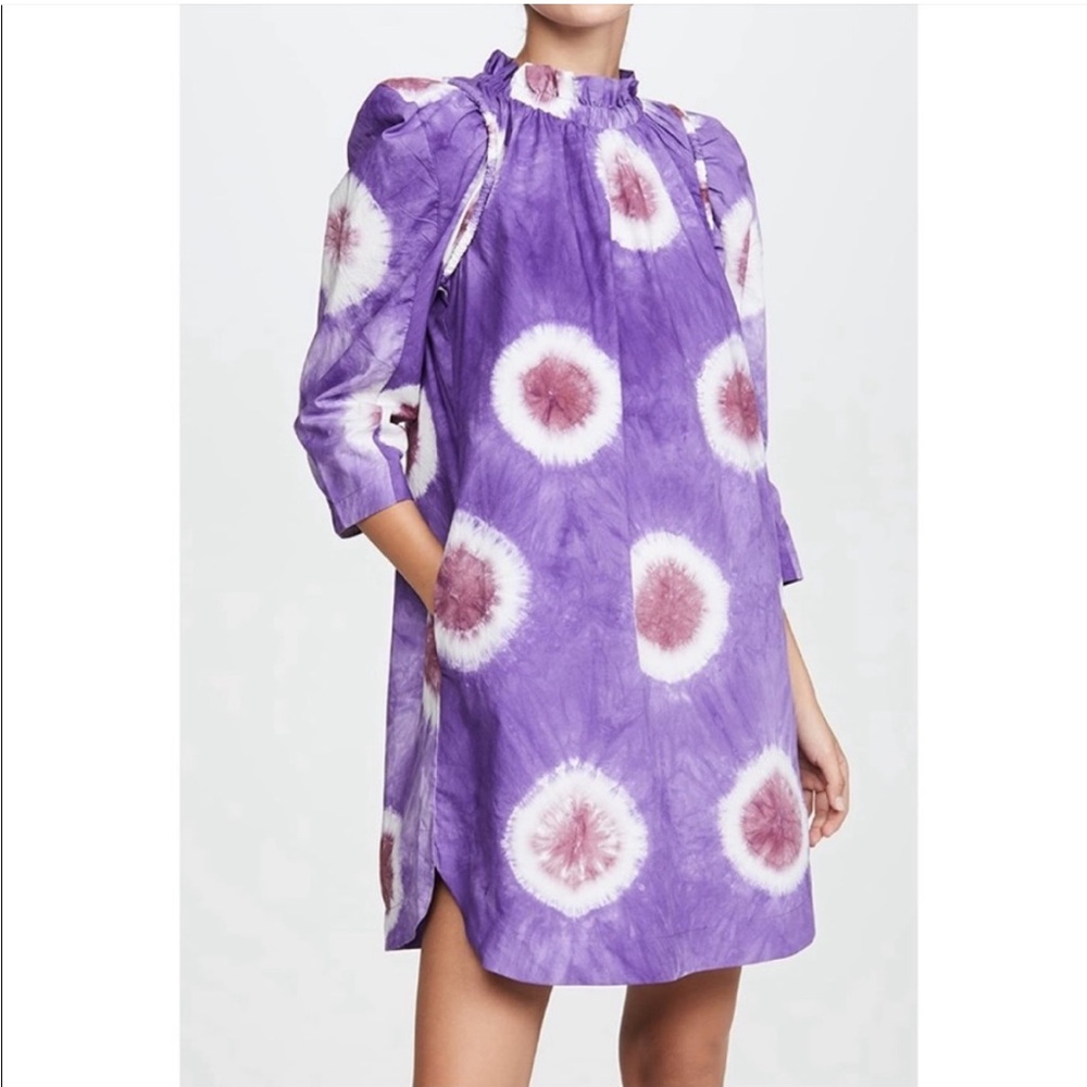 Sea New York Purple Tie-Dye Mini Dress with White and Pink Accents